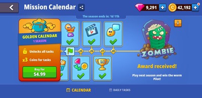 Mission Calendar in WormHunt